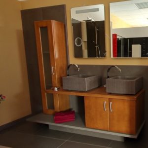 Mobile Bagno in legno e  in pietra naturale wenge