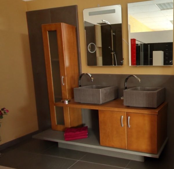 Mobile Bagno in legno e  in pietra naturale wenge