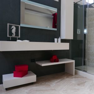 Arredo Bagno in pietra tecnica Neolith color Neve